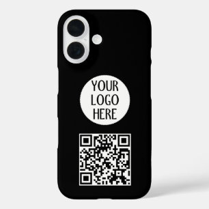 カスタマイズ白黒QRコード会社ロゴ iPhone 16ケース