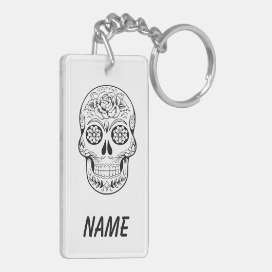 カスタマイズ砂糖のスカルのkeychain キーホルダー (裏面左)