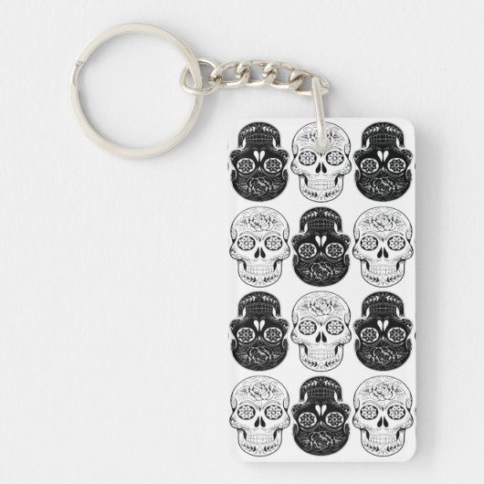 カスタマイズ砂糖のスカルのkeychain キーホルダー (正面)