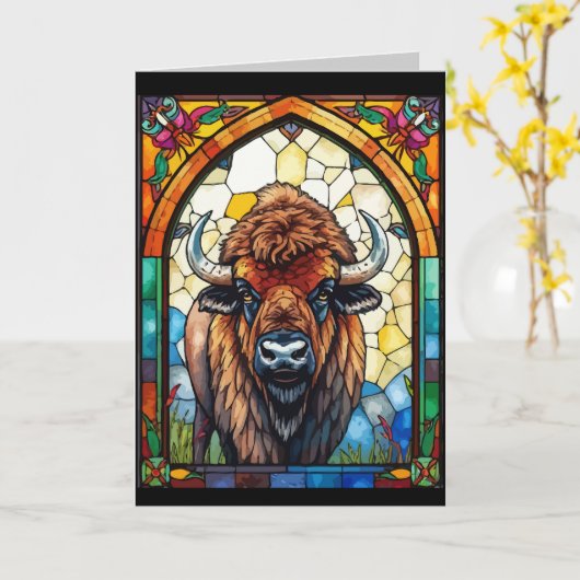 カスタマイズ空白の可能な大事な行事Gretin Buffalo、Bison カード (黄色い花)