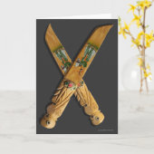 カスタマイズ空白の可能な木製ナイフグリーティングカード カード (黄色い花)