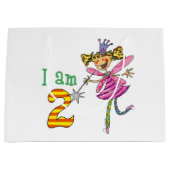 カスタマイズ第2ハッピーバースデーの王女の妖精のパーティー ラージペーパーバッグ (正面)