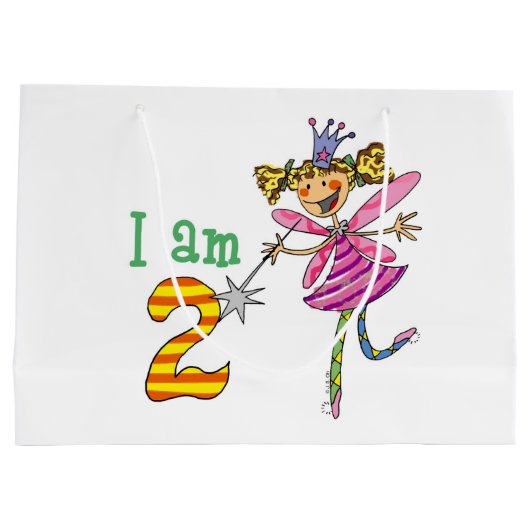 カスタマイズ第2ハッピーバースデーの王女の妖精のパーティー ラージペーパーバッグ (裏面)