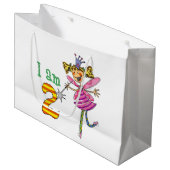 カスタマイズ第2ハッピーバースデーの王女の妖精のパーティー ラージペーパーバッグ (正面アングル)