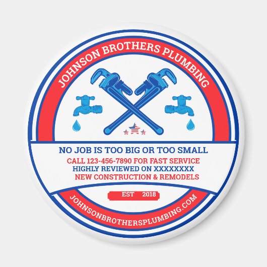 カスタマイズ管工事請負業広告務 マグネット (正面)