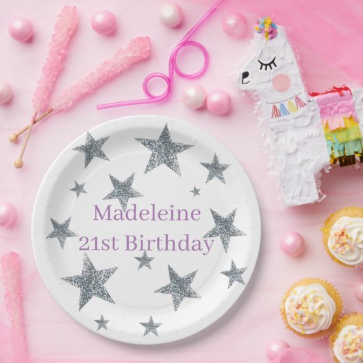 カスタマイズ紙のプレートとボウル – スリバーの星 ペーパープレート (パーティー)