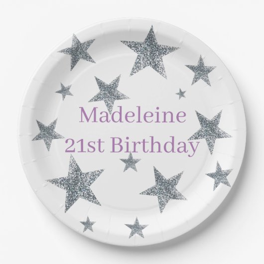 カスタマイズ紙のプレートとボウル – スリバーの星 ペーパープレート (正面)