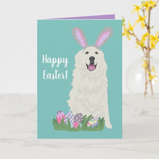 カスタマイズ素晴らし可能なピレネー復活祭 カード (黄色い花)