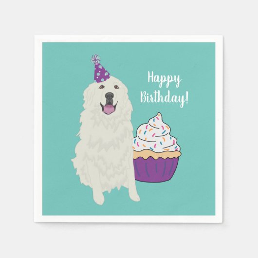 カスタマイズ素晴らし可能なピレネー誕生日ナプキンス スタンダードカクテルナプキン (正面)