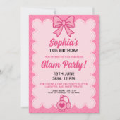 カスタマイズ素晴らし可能なピンクのGlam誕生日テンプレート 招待状 (正面)