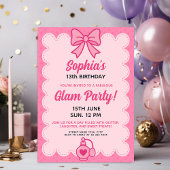 カスタマイズ素晴らし可能なピンクのGlam誕生日テンプレート 招待状