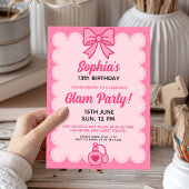 カスタマイズ素晴らし可能なピンクのGlam誕生日テンプレート 招待状
