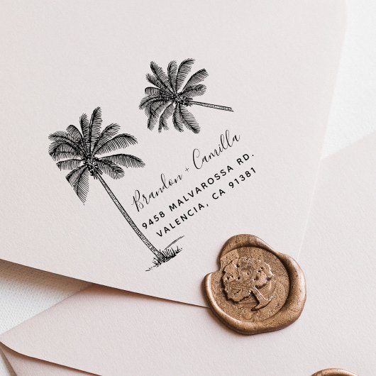 カスタマイズ素朴ビーチ名+差出人住所 セルフインキングスタンプ