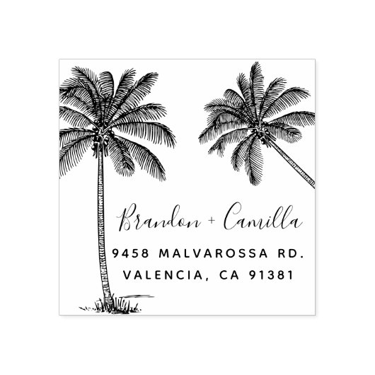 カスタマイズ素朴ビーチ名+差出人住所 ラバースタンプ (インプリント)