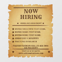 カスタマイズ素朴ヴィンテージ一般採用ポスター