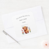 カスタマイズ素朴可愛いベビーハイランドカウブックプレート スクエアシール (封筒)