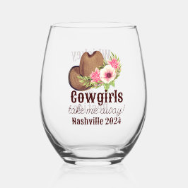 カスタマイズ素朴可能なピンクフローラ女性のカーボーイ ステムなしワイングラス