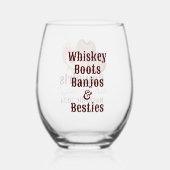 カスタマイズ素朴可能なピンクフローラ女性のカーボーイ ステムなしワイングラス (裏面)