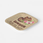 カスタマイズ素朴可能なピンクフローラ女性のカーボーイ ペーパープレート (傾斜あり)