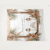 カスタマイズ素朴可能なフローラ結婚アーチの背景 タペストリー (正面(横))