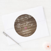 カスタマイズ素朴String Lights Baby Shower Wood ラウンドシール (封筒)