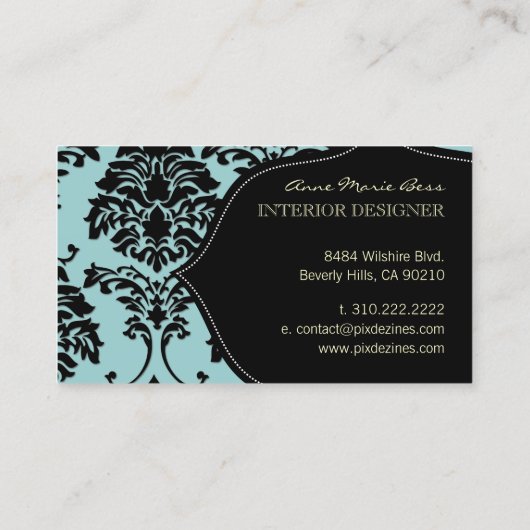 カスタマイズ経歴、白黒ダマスク 名刺 (裏面)