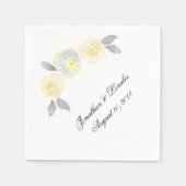 カスタマイズ結婚のナプキンスの黄色フローラ スタンダードカクテルナプキン (正面)