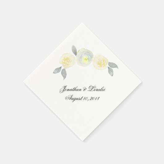 カスタマイズ結婚のナプキンスの黄色フローラ スタンダードカクテルナプキン (角)