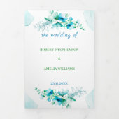 カスタマイズ結婚エレガント青花 三つ折り招待状 (カバー)