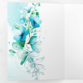 カスタマイズ結婚エレガント青花 三つ折り招待状 (内部最初)