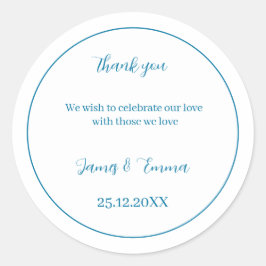 カスタマイズ結婚シンプル青 ラウンドシール