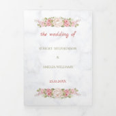 カスタマイズ結婚バラエレガント花 三つ折り招待状 (カバー)