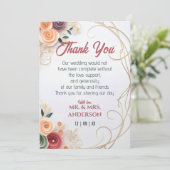 カスタマイズ結婚フローラバラ紙Quillingフレーム サンキューカード (スタンド正面)