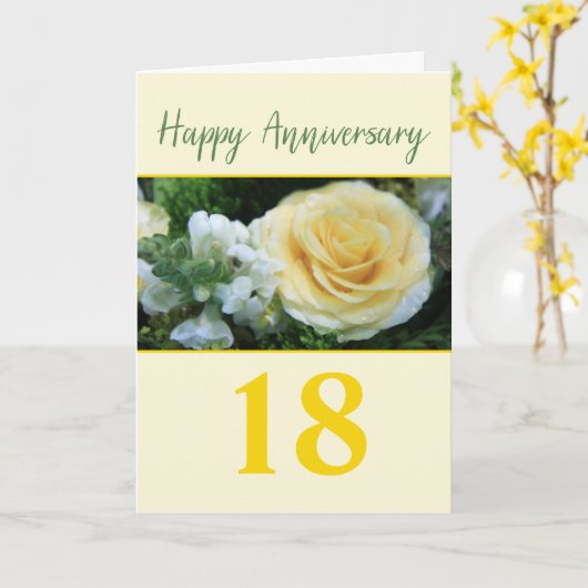 カスタマイズ結婚可能なアニバーサリーイエローローズ カード (黄色い花)