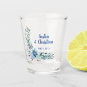 カスタマイズ結婚可能なキープサプライブルーフローラ ショットグラス (正面)