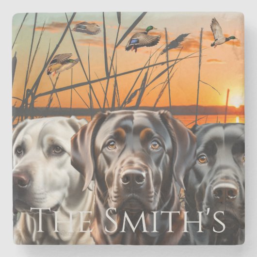 カスタマイズ結婚可能なギフトラブラドール取得 ストーンコースター (正面)
