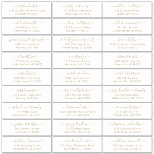 カスタマイズ結婚可能なゲスト住所 シール金ゴールド シール (正面)