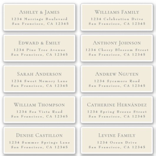 カスタマイズ結婚可能なゲスト住所 シール (正面)