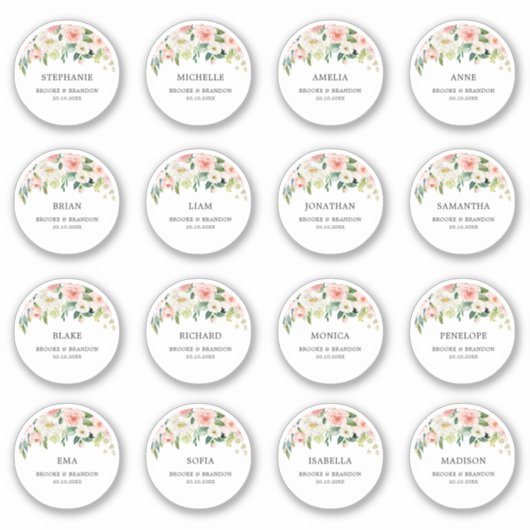 カスタマイズ結婚可能なゲスト名感謝ステッカー シール (正面)