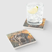 カスタマイズ結婚可能なコースター、チョコレートラブラドール ストーンコースター (横)