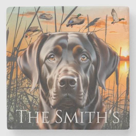 カスタマイズ結婚可能なコースター、チョコレートラブラドール ストーンコースター (正面)