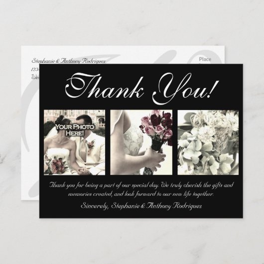 カスタマイズ結婚可能なサンキューカード3枚の写真 ポストカード (正面/裏面)