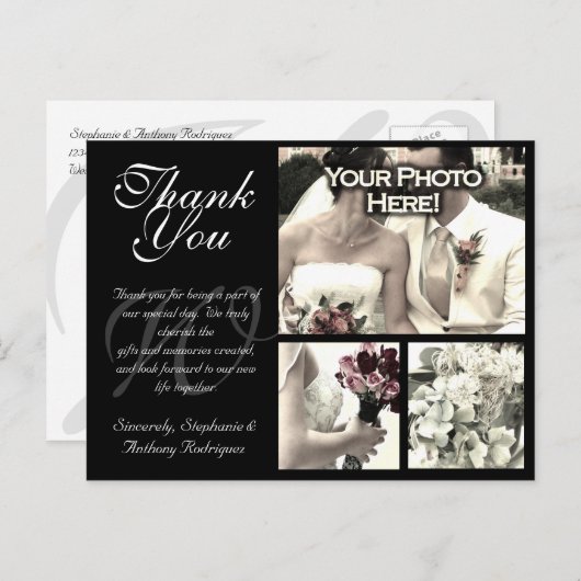 カスタマイズ結婚可能なサンキューカード3枚の写真 ポストカード (正面/裏面)