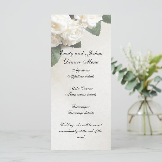 カスタマイズ結婚可能なディナーメニューテンプレート白 メニュー (スタンド正面)
