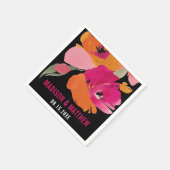 カスタマイズ結婚可能なフローラのナプキン – 名前と日付 スタンダードカクテルナプキン (角)