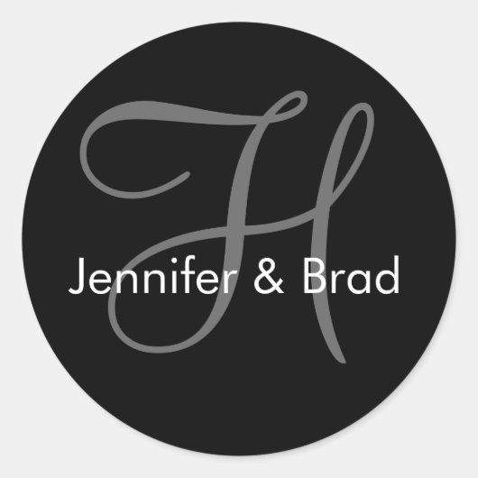 カスタマイズ結婚可能な新郎新婦モノグラムシール ラウンドシール (正面)