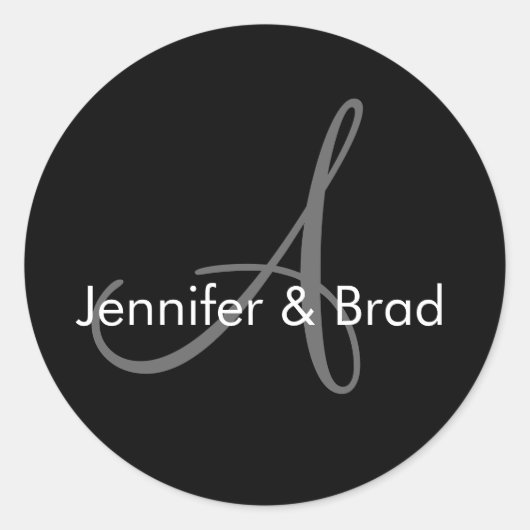 カスタマイズ結婚可能な新郎新婦モノグラムシール ラウンドシール (正面)