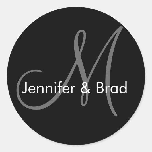 カスタマイズ結婚可能な新郎新婦モノグラムシール ラウンドシール (正面)