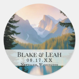 カスタマイズ結婚可能な日付イベントステッカー山 ラウンドシール