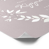 カスタマイズ結婚可能なKippahのサイン、白と紫P ポスター (角)